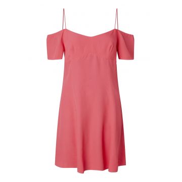 Rochie cu decolteu pe umeri si decupaj pe spate - Roz aprins