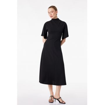 Rochie cu maneci evazate Scuba - Negru