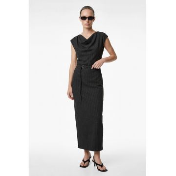 Rochie cu model in dungi stralucitoare - Gri inchis