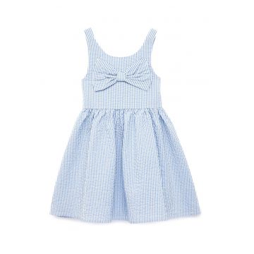 Rochie cu pliuri si dungi - Albastru deschis