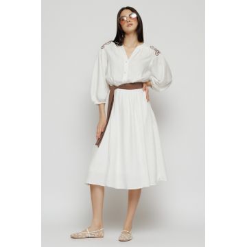 Rochie dama alba cu broderii