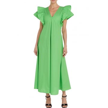 Rochie de bumbac organic cu decolteu in V - Verde lime