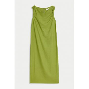 Rochie din amestec de in cu detaliu nod - Verde fistic