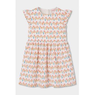 Rochie din bumbac cu imprimeu geometric - Roz pastel/Bej