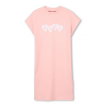 Rochie din bumbac cu imprimeu - Roz pastel/Roz pal