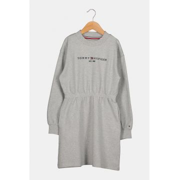 Rochie din bumbac organic cu logo brodat - Gri/Bleumarin