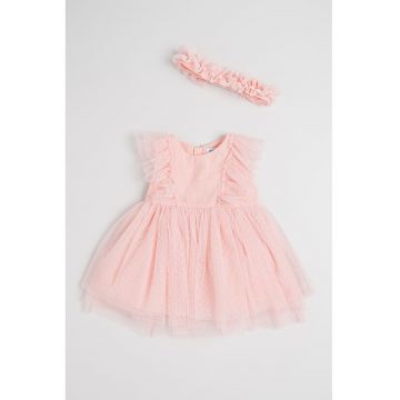 Rochie din tul cu bentita - Piersica