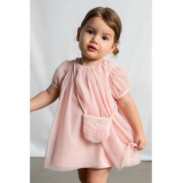 Rochie din tul si geanta - Roz pal
