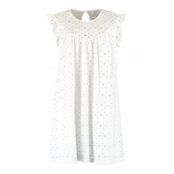 Rochie dreapta cu perforatii - Alb