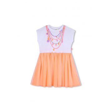 Rochie evazata cu imprimeu - Alb/Portocaliu