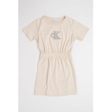 Rochie evazata cu logo - Maro camel