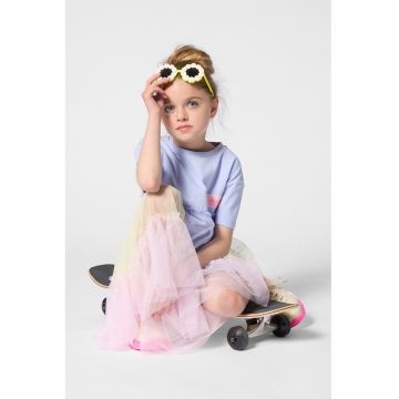 Rochie evazata cu maneci cazute - Albastru prafuit