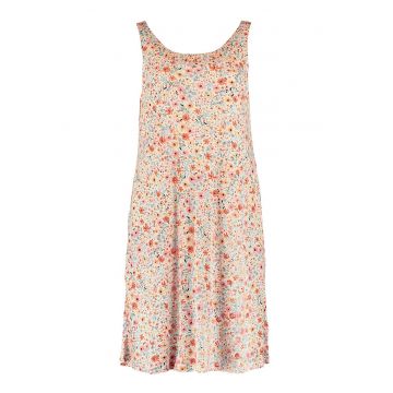 Rochie fara maneci cu imprimeu - Alb fildes/Portocaliu/Albastru prafuit