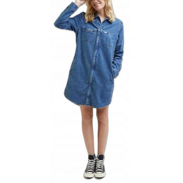 Rochie  Hazy Indigo - bumbac - supradimensionata - fermoar -