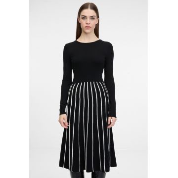 Rochie in dungi cu design 2in1 - Alb/Negru