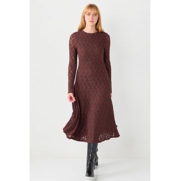 Rochie lunga cu decolteu rotund - Maro inchis