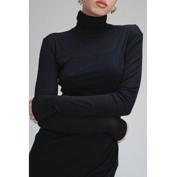 Rochie lunga cu strasuri Afef - Negru