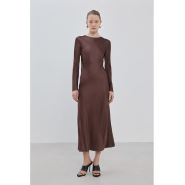 Rochie lunga de satin - Maro inchis