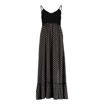 Rochie maxi cu model - Negru/Alb murdar