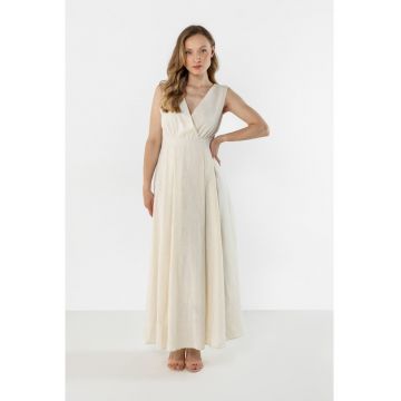 Rochie maxi dama -  in/viscoza - bej