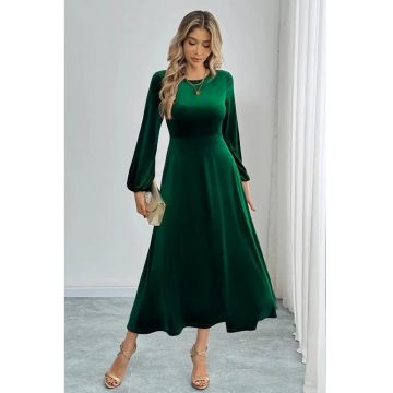 Rochie midi  bumbac/poliester/elastan - verde - One Size