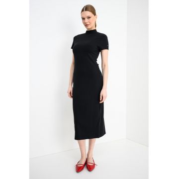 Rochie midi cu dungi - Negru