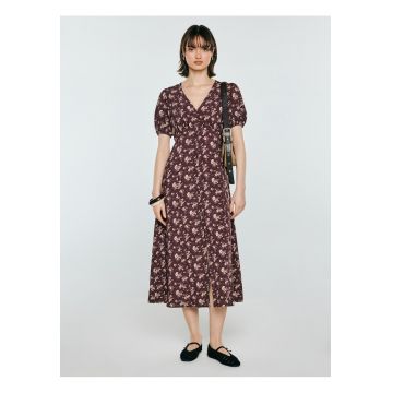 Rochie midi imprimeu maro Pala