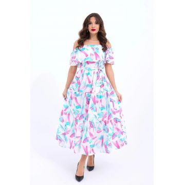 Rochie midi  multicolor - bumbac - Multicolor