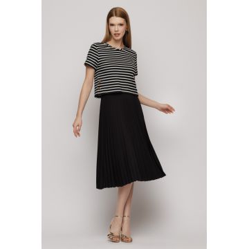 Rochie midi plisata dama cu dungi
