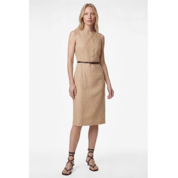 Rochie midi slim fit cu o curea - Bej