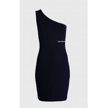 Rochie pe umar cu print logo -