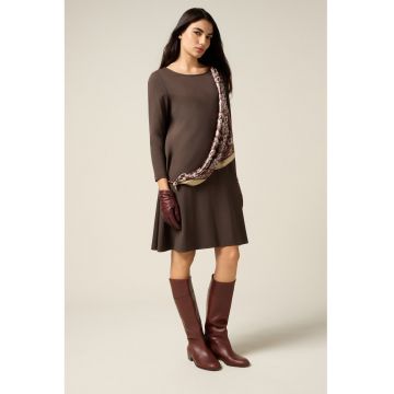 Rochie scurta cu croiala in A - Maro inchis