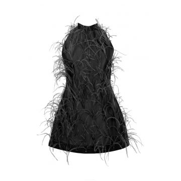 Rochie scurta cu pene ALMEEA - Negru