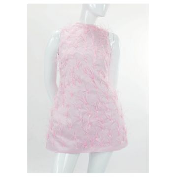 Rochie scurta cu pene ALMEEA - Roz deschis