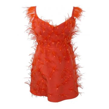 Rochie scurta cu pene OLYMPIA - Rosu