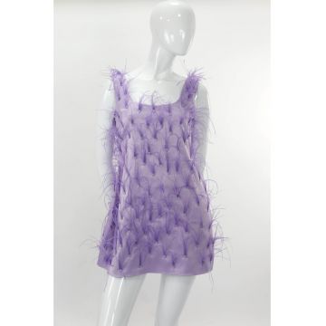 Rochie scurta de seară cu pene CLEO - Lavanda