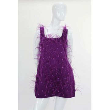 Rochie scurta de seară cu pene CLEO - Mov