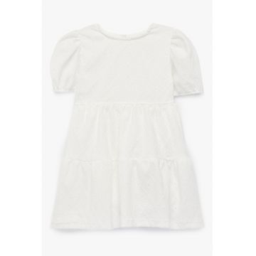 Rochie stratificata cu maneci scurte - Alb murdar