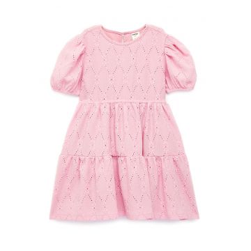 Rochie stratificata cu maneci scurte - Roz deschis