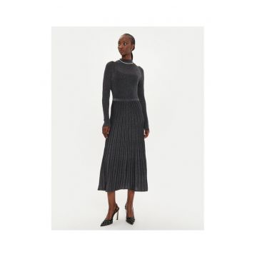 Rochie tricotata de dama  negru - argintiu