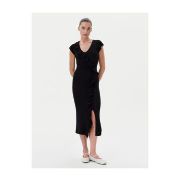 Rochie tricotata - de dama -  negru - fabricata din material de calitate