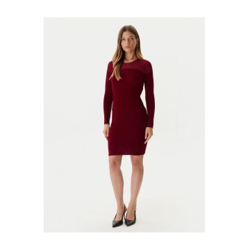 Rochie tricotata de dama  rosu inchis - fabricata din material de calitate