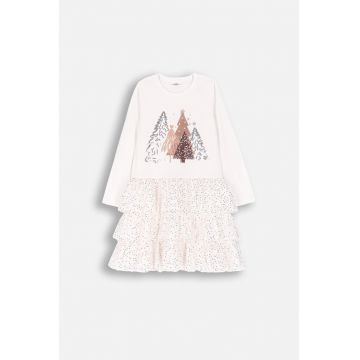 Rochie tricotata fete -  bumbac/elastan - ecru