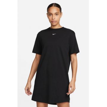 Rochie-tricou cu decolteu la baza gatului Sportswear Essentials - Negru