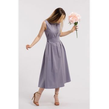 Rochie uni cu buzunare laterale - Lila pal