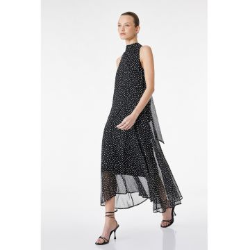 Rochie vaporoasa cu croiala asimetrica - Alb/Negru