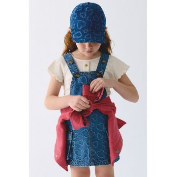 Sarafan din amestec de lyocell cu model inimi - Albastru inchis