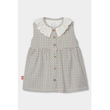 Set de rochie din amestec de bumbac si chiloti - Alb/Verde/Portocaliu