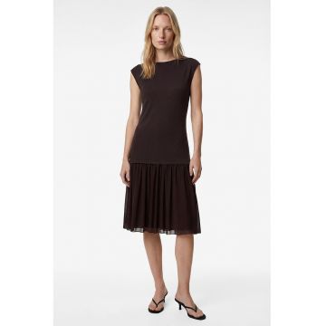 Rochie 2 in 1 cu garnituri cu tul - Maro cognac