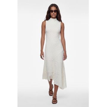 Rochie asimetrica fara maneci - Alb murdar